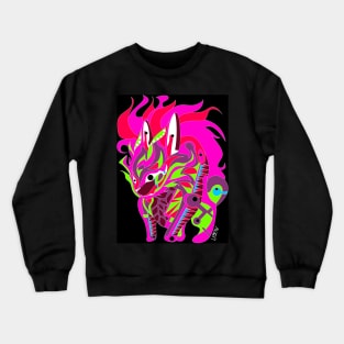 wild rabbit kaiju ecopop in rainbow flames art Crewneck Sweatshirt